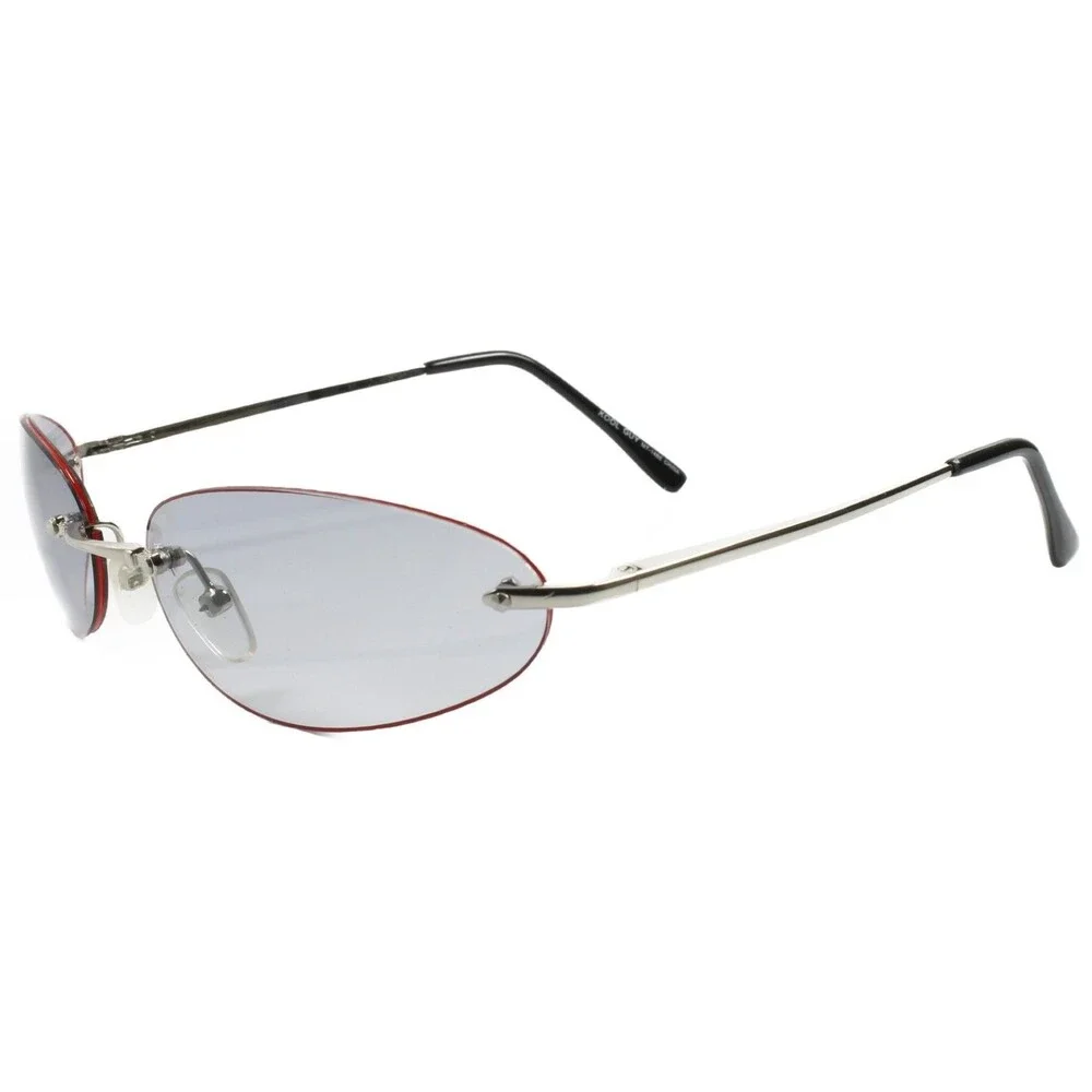 Vintage Retro Fashion Light Tint Lens Silver Red Mens Women Oval Sunglasses